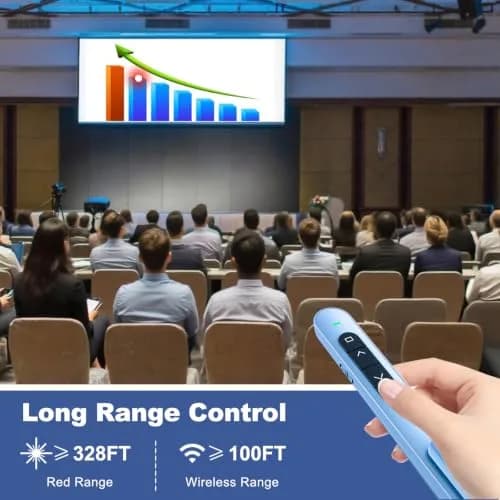 QUI Presentation Clicker with Volume Control, Wireless Presenter Remote, Blue | 328ft Wireless Range thumbnail 6