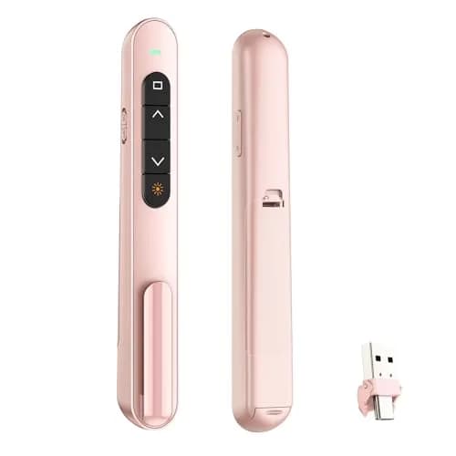QUI Presentation Clicker with Volume Control, Wireless Presenter Remote, Pink | 328ft Wireless Range thumbnail 1
