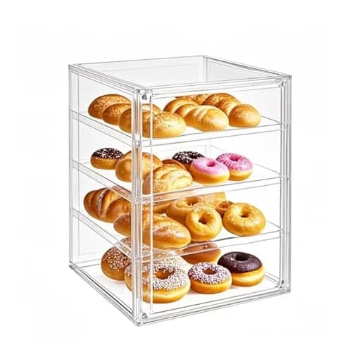 QIYUNI 4-Tier Acrylic Pastry Display Case | 38.1cm (15") Wide, 21L thumbnail 1