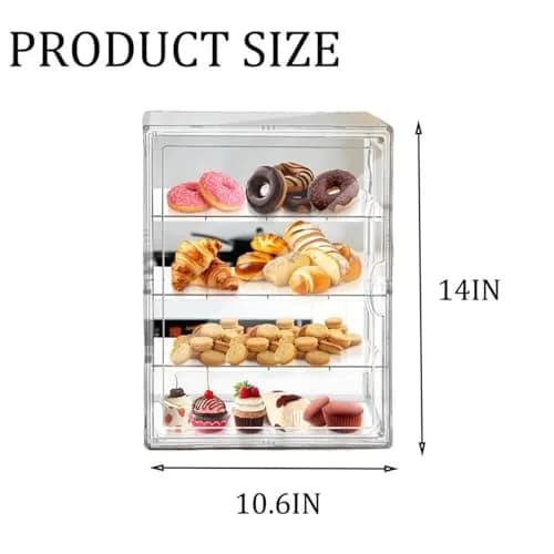 QIYUNI 4-Tier Acrylic Pastry Display Case | 38.1cm (15") Wide, 21L thumbnail 5