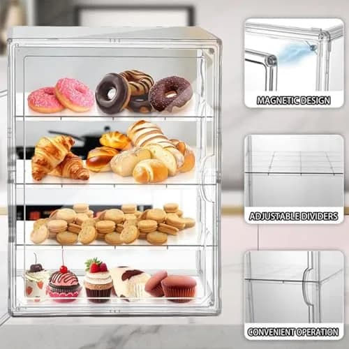 QIYUNI 4-Tier Acrylic Pastry Display Case | 38.1cm (15") Wide, 21L thumbnail 3