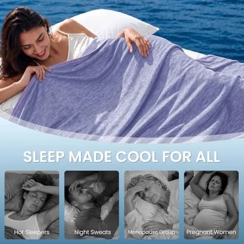 Topcee Cooling Blanket 227 kg (8 oz) Purple Striped | Keeps You Cool All Night thumbnail 4