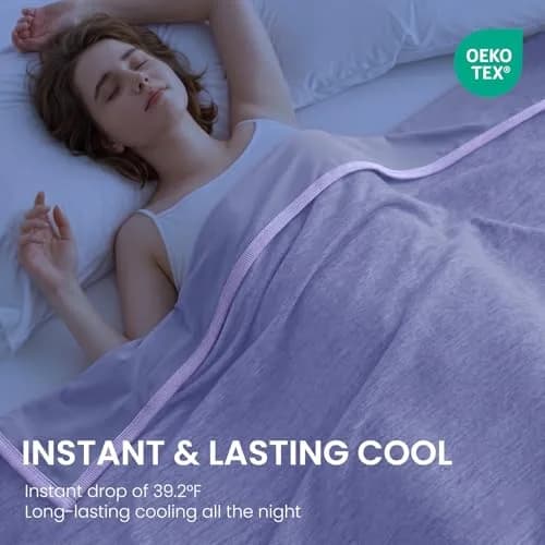 Topcee Cooling Blanket 227 kg (8 oz) Purple Striped | Keeps You Cool All Night thumbnail 2