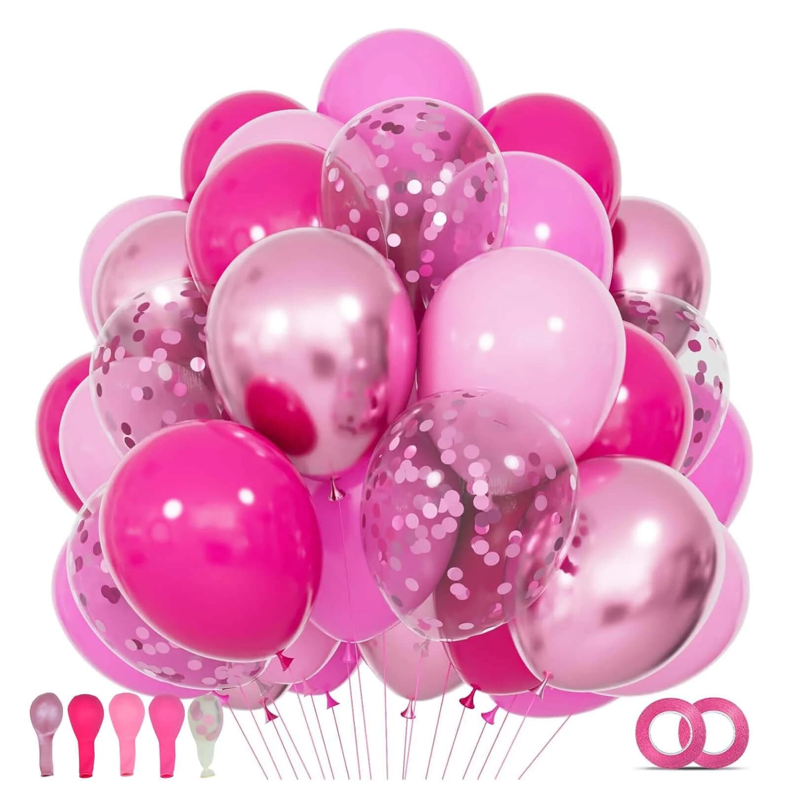 KUULBELA 68Pcs Blue and White Balloons Kit 12 Inch | Assorted Colors Balloon Value Pack — Pink