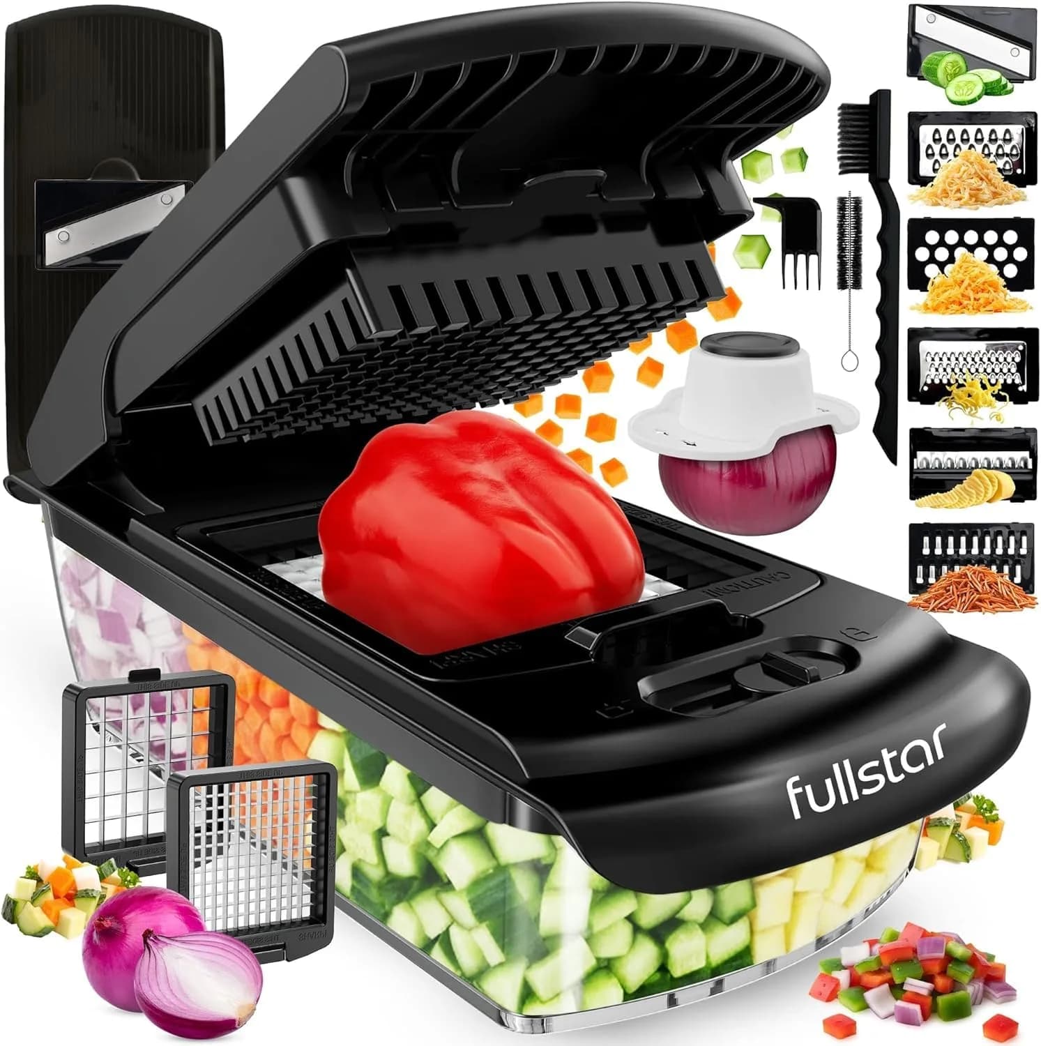 Fullstar Pro Original Vegetable Chopper & Mandoline Slicer Kitchen Gadget 1.2L (4-Cup) Black