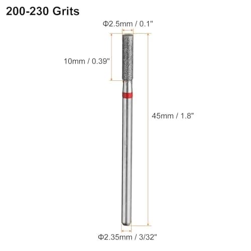 HARFINGTON Diamond Grinding Bit 2.5mm Cylinder Head 10mm Length | Stainless Steel & Diamond Coating, Suitable for Ceramic, Glass, Nails thumbnail 2