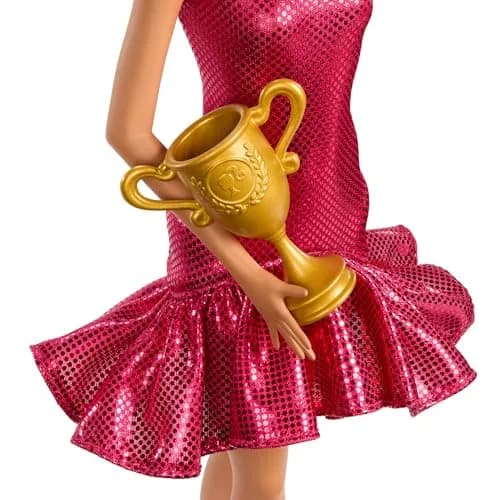 Barbie Ballroom Dancer Doll and Dance Themed Accessory | 1:6 Scale, Red Dress, Trophy for Kids 3+ thumbnail 3