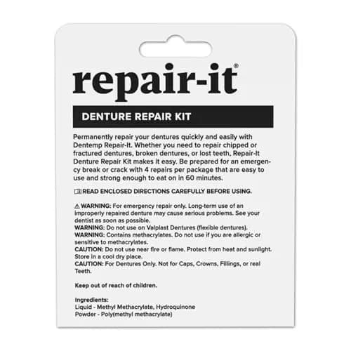 Dentemp Repair-It Advanced Formula Denture Repair Kit 4 Repairs (3.84ml / 0.032kg) | Fixes Cracks, Replaces Loose Teeth thumbnail 6