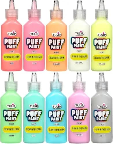 TULIP Puff Paint 0.75 oz Glow-in-the-Dark Fabric Paint 10 Pack | Dimensional, Washable, Flexible thumbnail 1