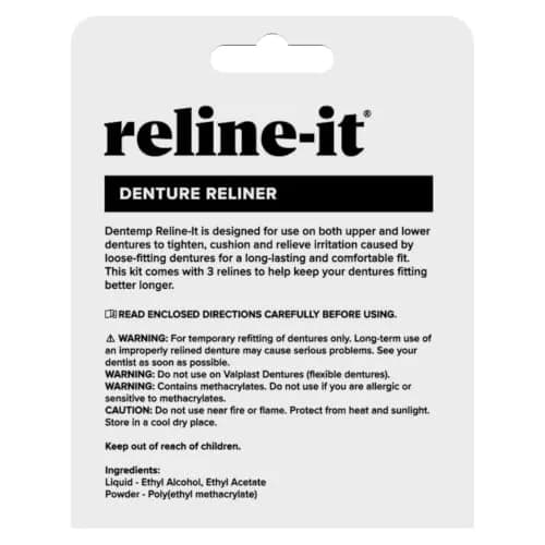 Dentemp Reline-It Denture Reline Kit Value Pack | Advanced Formula for Upper & Lower Dentures, 3 Relines thumbnail 9