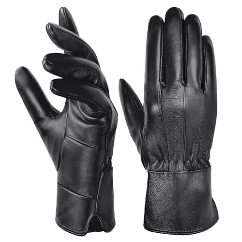 Harssidanzar Genuine Leather Gloves Sheepskin Warm Winter Soft Lining M | Elegant & Durable thumbnail 1