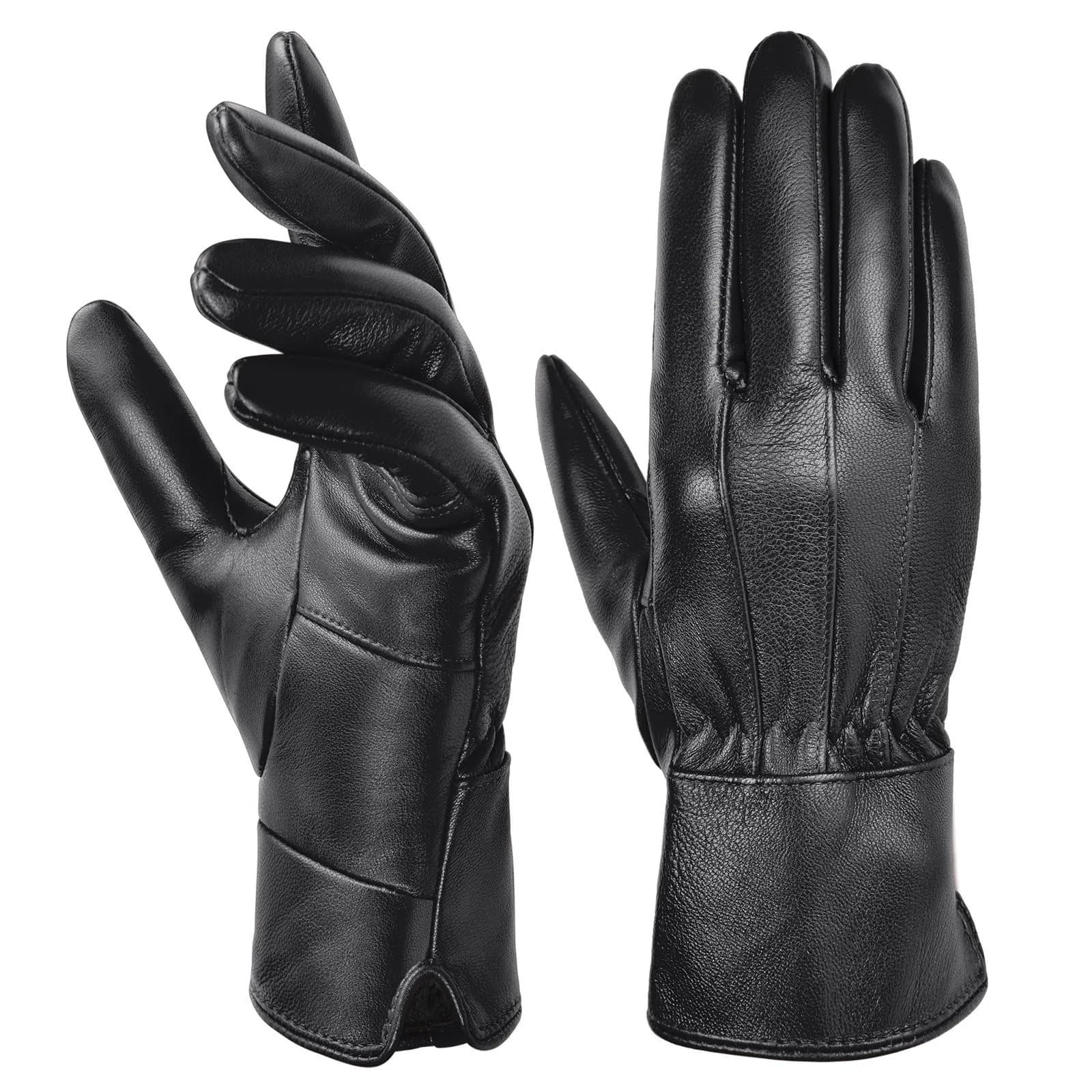 Harssidanzar Genuine Leather Gloves Sheepskin Warm Winter Soft Lining M | Elegant & Durable - main product image