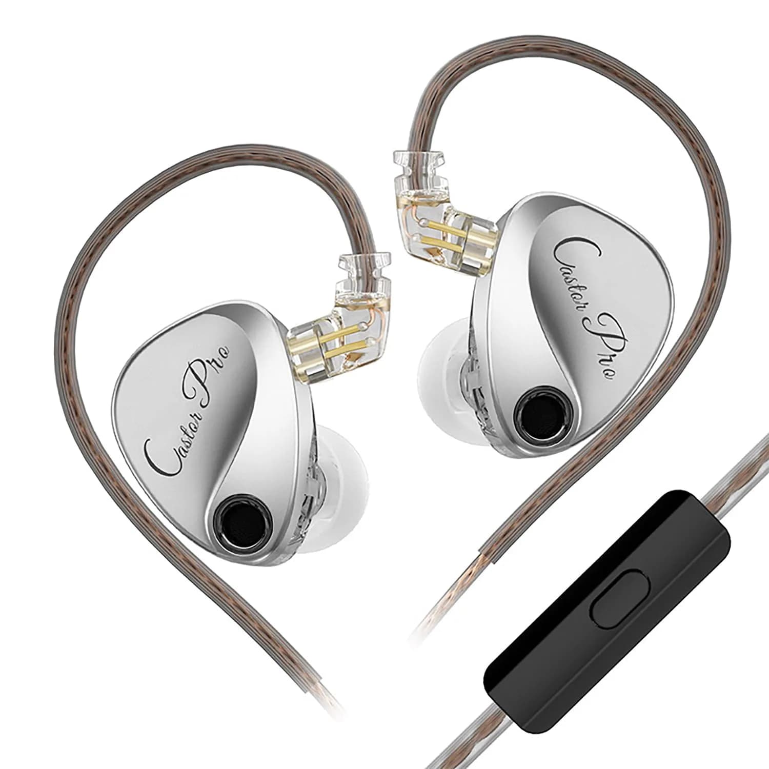 CCA Castor Pro Tunable In Ear Monitor 20-40000Hz | Improved Bass & Custom Sound — Silver / With Mic