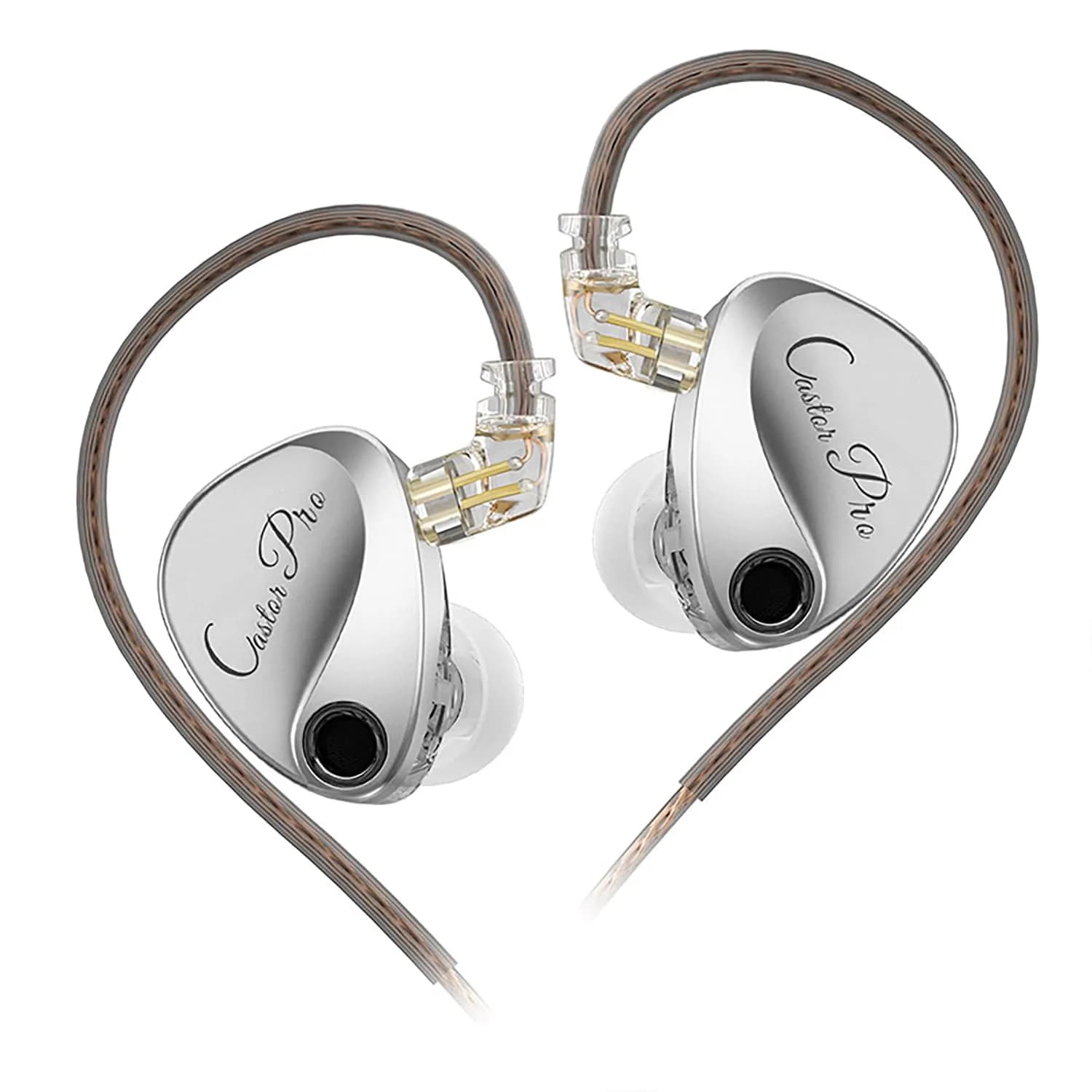CCA Castor Pro Tunable In Ear Monitor 20-40000Hz | Improved Bass & Custom Sound — Silver / No Mic