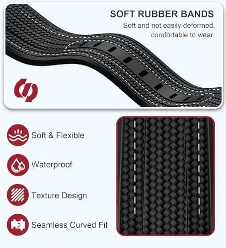 REBANDACE Silicone Watch Strap for Omega x Swatch Moonswatch 20mm | Curved End, Black with White Line thumbnail 5