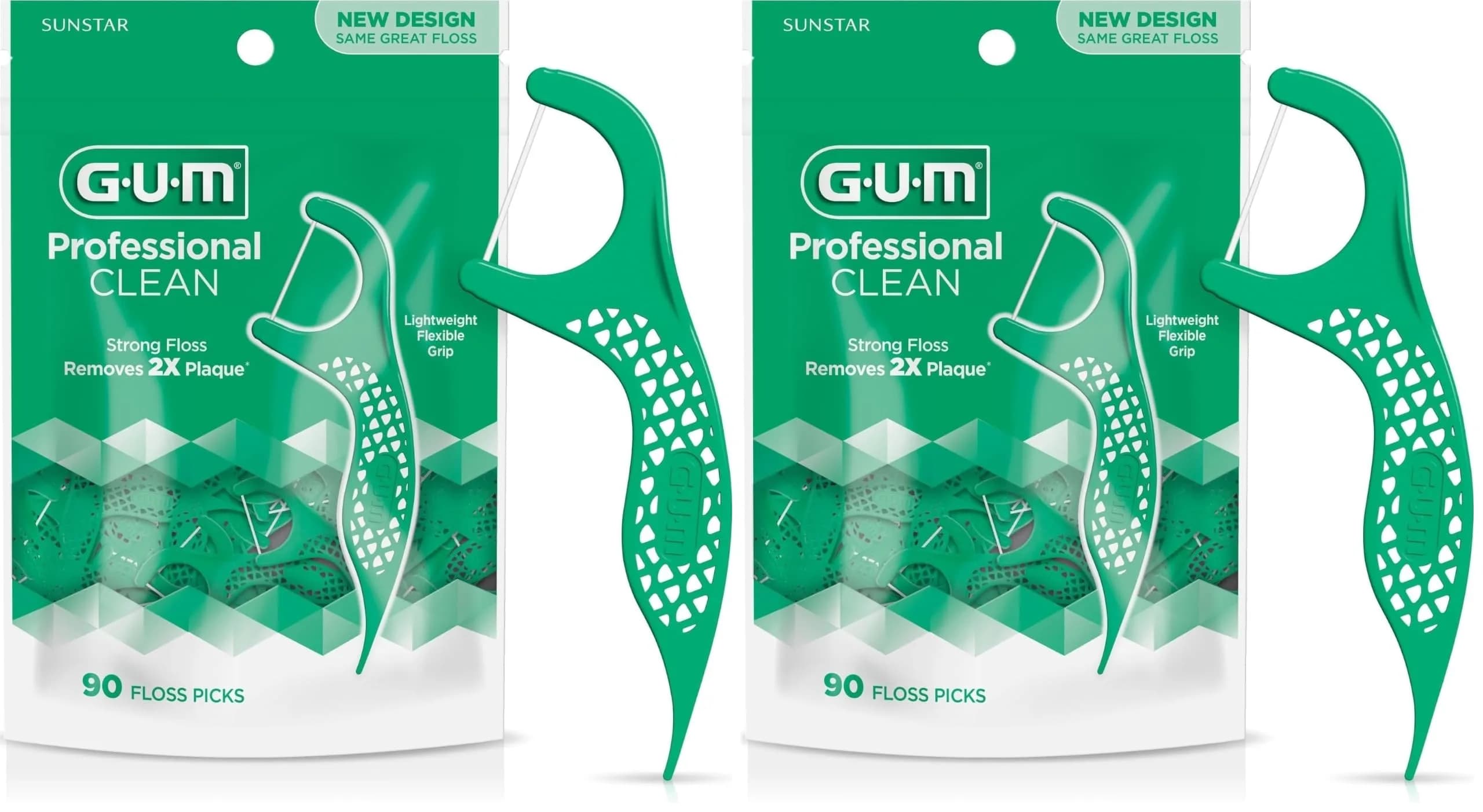 GUM Professional Clean Floss Picks 180 Count (Pack of 2) | Shred-Resistant Mint Flavor - main product image