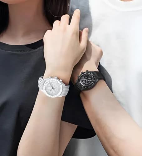 REBANDACE Silicone Watch Strap for Omega x Swatch Moonswatch, 20mm Curved End with Stainless Steel Buckle | Adjustable Fit for Men & Women thumbnail 2