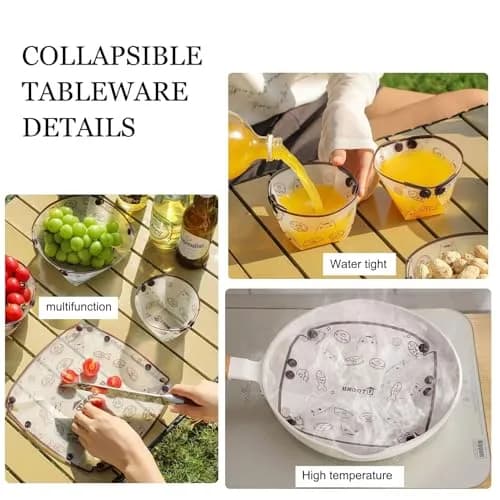 MIUPOO Collapsible Bowl Plate Cup Set | Portable Foldable Camping Tableware, Food Grade Material, 3 Sizes thumbnail 4