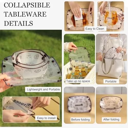 MIUPOO Collapsible Bowl Plate Cup Set | Portable Foldable Camping Tableware, Food Grade Material, 3 Sizes thumbnail 3