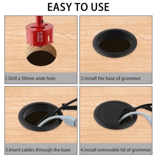 KITANIS 2 Inch(50mm) Desk Grommet | Wire Cable Hole Cover for Furniture & Cables thumbnail 4