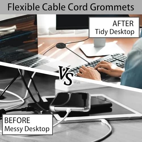 KITANIS 1 Inch (25mm) Desk Grommet | Cable Management for Furniture with Hole Saw (Black) thumbnail 6