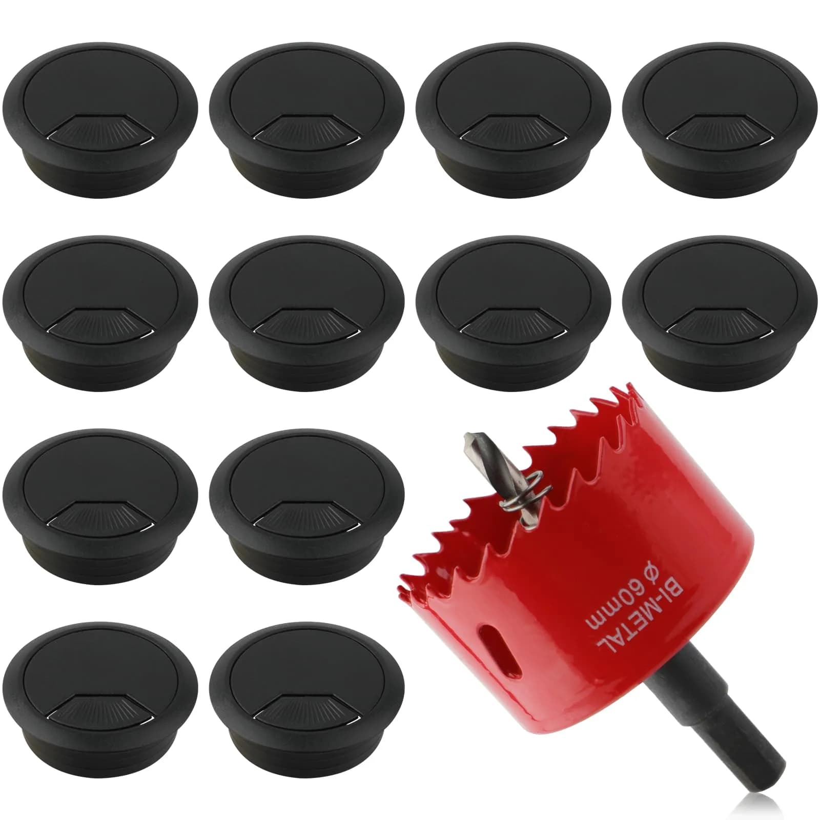 KITANIS 2-3/8 Inch(60mm) Desk Grommet | Wire Management & Cable Cover in Black