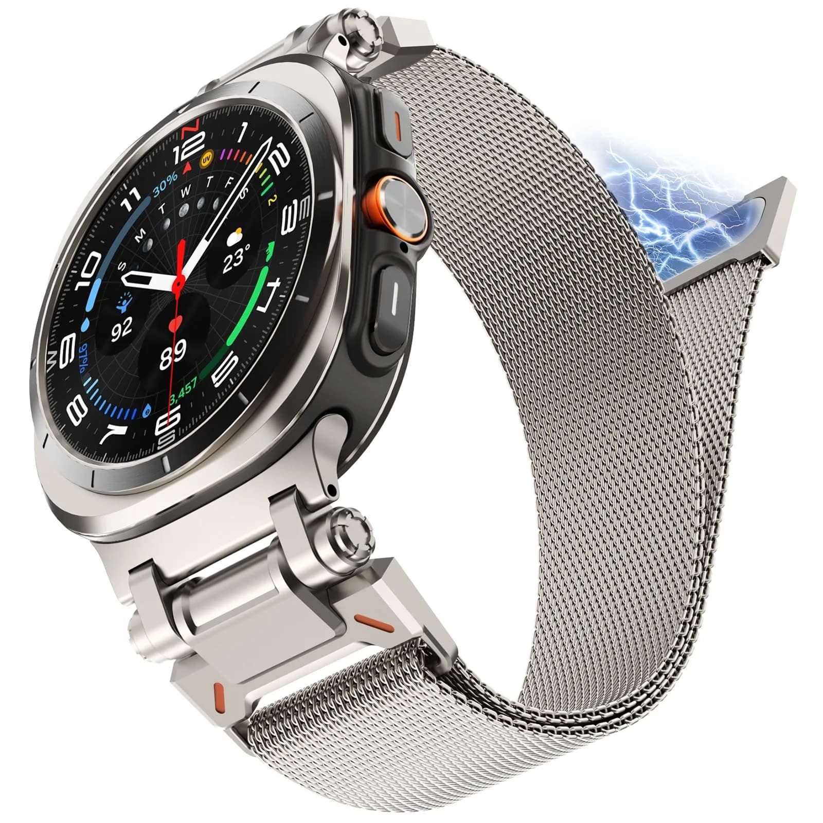 NewWays Milanese Loop for Galaxy Watch Ultra 47mm | Magnetic Stainless Steel Strap for Men