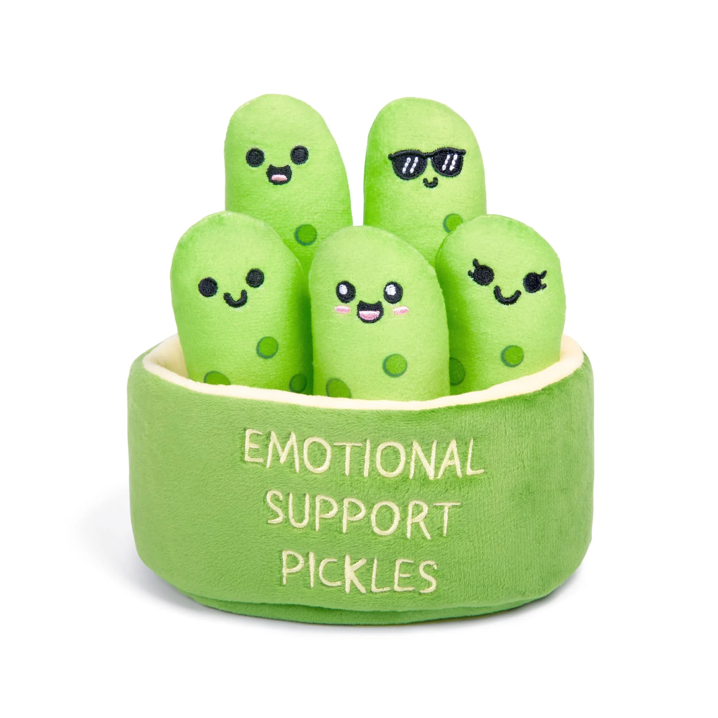 Relatable Emotional Support Pickles Plush Set | 5 Plushies with Carrying Basket — Pickles