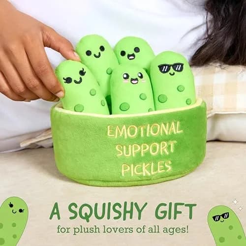 Relatable Emotional Support Pickles Plush Set | 5 Plushies with Carrying Basket thumbnail 2