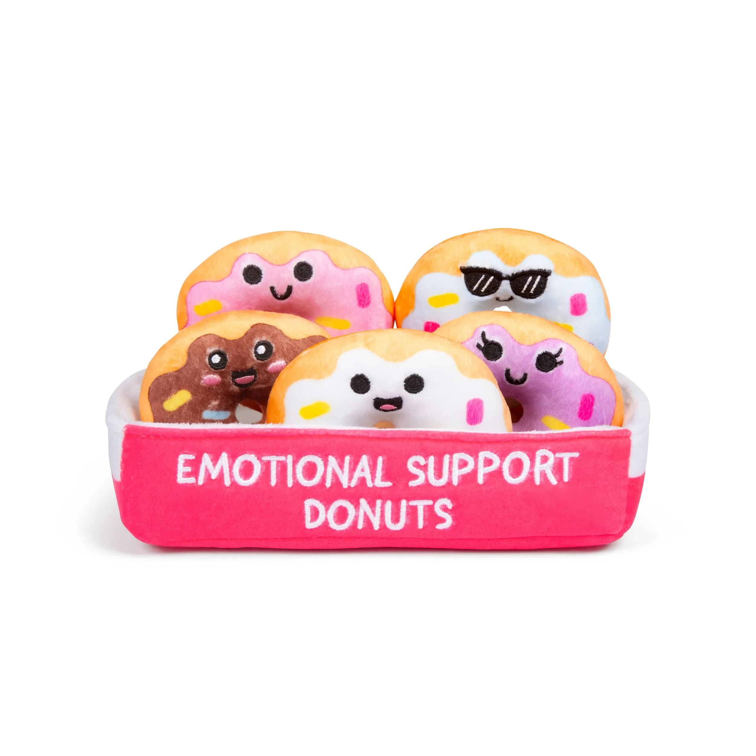 WHAT DO YOU MEME? Emotional Support Donuts Plush Set 5 Plushies with Carrying Basket | Fun Gifts for All Ages