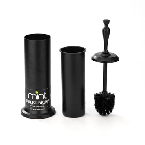 J&V TEXTILES Toilet Bowl Brush with Long Handle & Holder | Matte Black, 42cm (16.5in) thumbnail 1