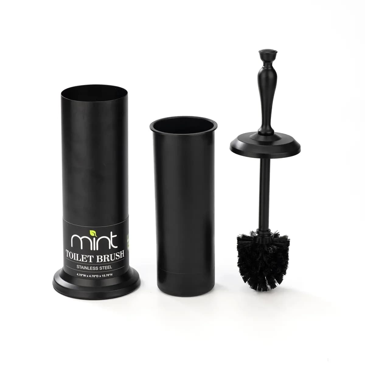 J&V TEXTILES Toilet Brush with Holder Set 41.19 cm (16.22 in) | Aged Brass/Matte Black — Matte Black