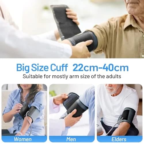 DOUHAO White Blood Pressure Monitor | Clinically Accurate, Store 2 x 120 Memory, Adjustable BP Cuff 22-40 cm, LED Backlight Display with Storage Bag thumbnail 5