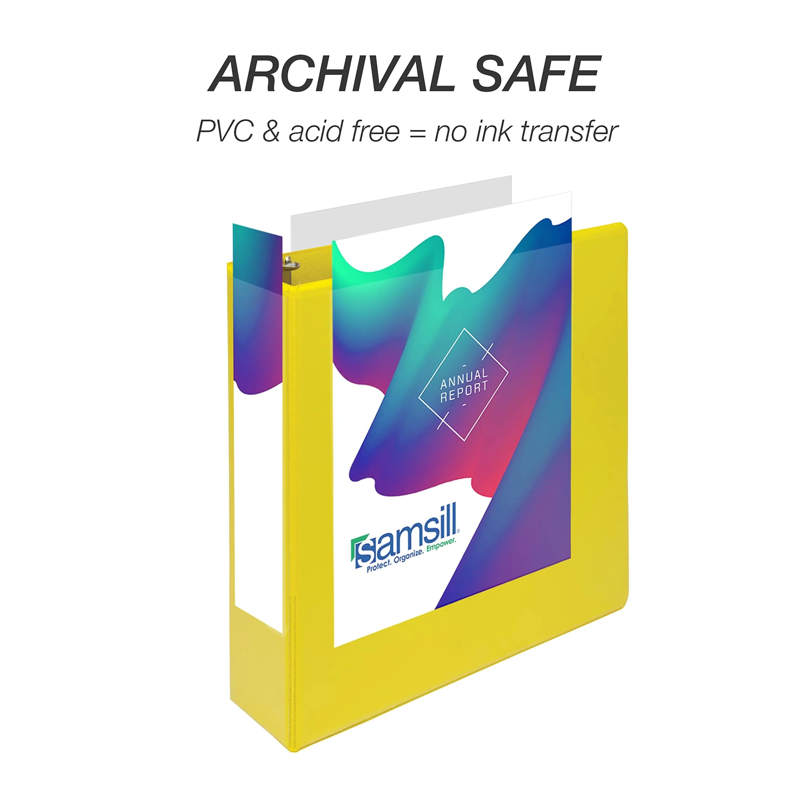 Samsill Durable 5.1cm (2 inch) 3 Ring Binder, D Ring Binder, 12 Pack Yellow | Recycled Chipboard for Office & School thumbnail 5