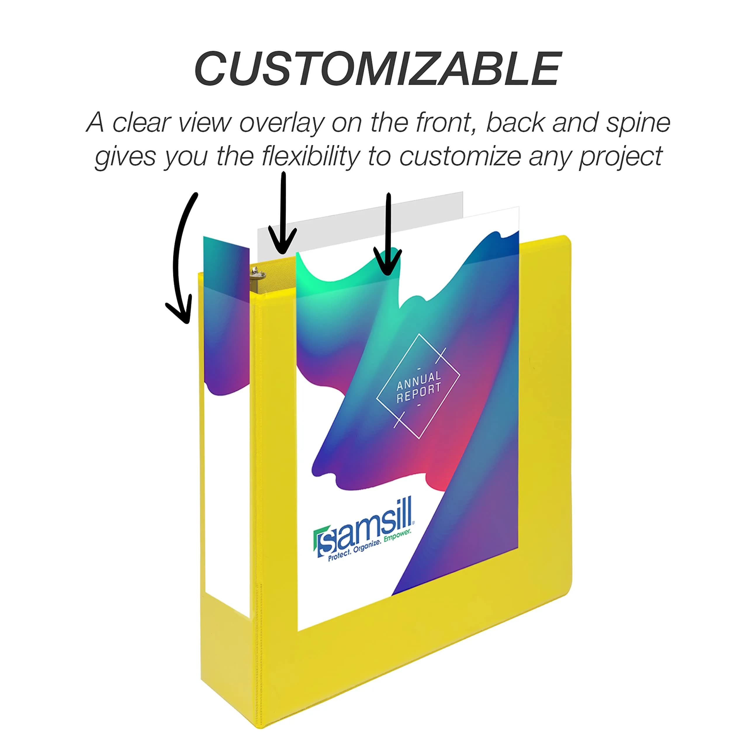 Samsill Durable 5.1cm (2 inch) 3 Ring Binder, D Ring Binder, 12 Pack Yellow | Recycled Chipboard for Office & School thumbnail 6