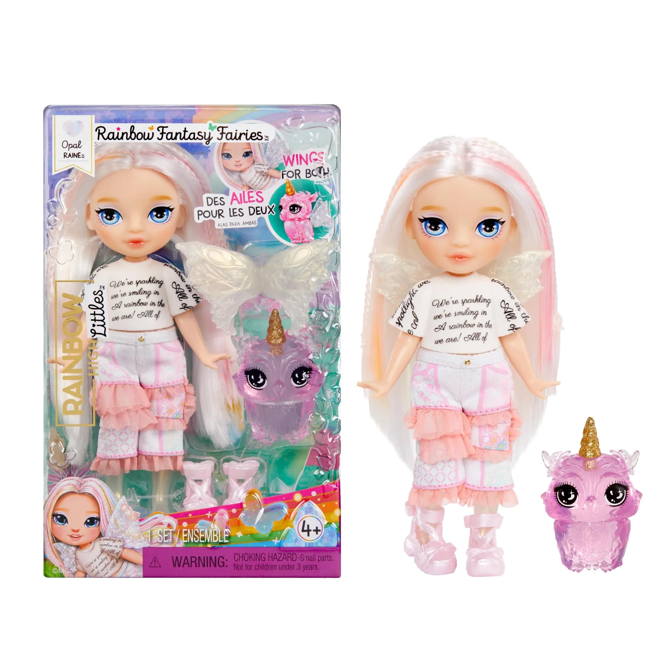 Rainbow High Littles Opal Fairy Doll 5.5" (14cm) with Fantasy Owl Pet & Wings | Kids Gift 4+ - main product image