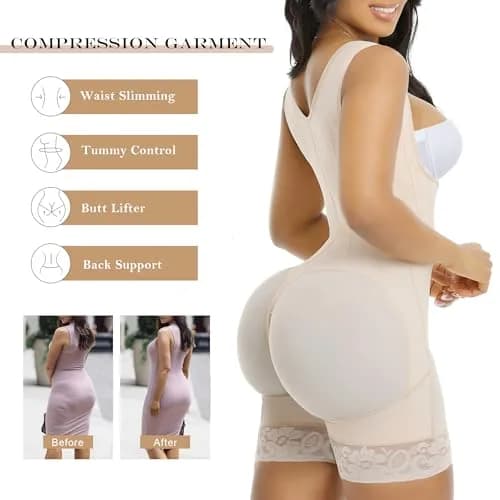 YIANNA Fajas Colombianas Shapewear for Women Tummy Control,YA7306-Beige-L | Body Shaper with Steel Bones & Zipper thumbnail 5