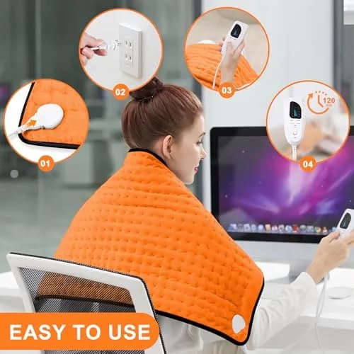 Deepsoon Electric Heating Pad for Back 33x17 Inch | Muscle Pain Relief with 6 Heat Settings & Auto Shut-Off thumbnail 3