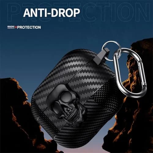 Fofvccv Black Skull Lock Case for AirPods 5/4 (TPU+PC) | 3D Skull Lock & Carabiner thumbnail 8