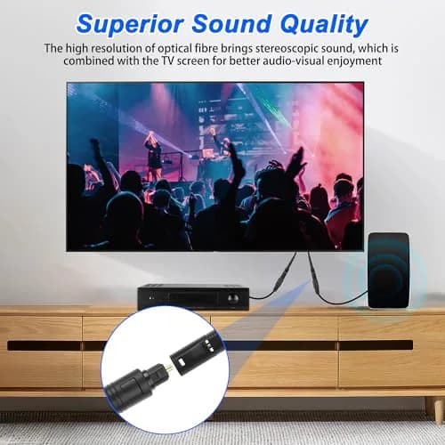 MEIRIYFA Digital Optical Splitter Adapter Cable 1 in 2 Out | Supports 5.1-7.1 Surround Sound, 1M Length thumbnail 7