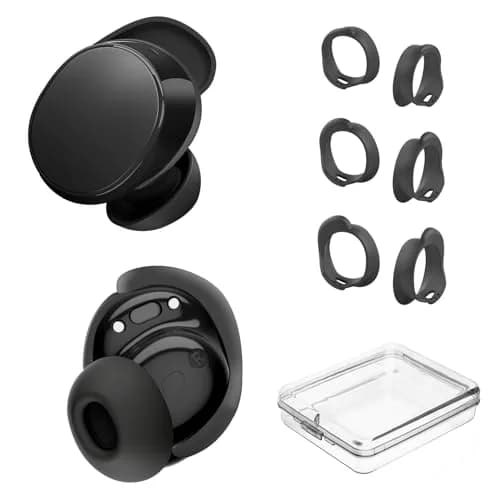 PUCGUE Silicone Ear Tips Covers for Bose QuietComfort Earbuds 2024 | Anti-Slip Fit Kit (Black) thumbnail 1