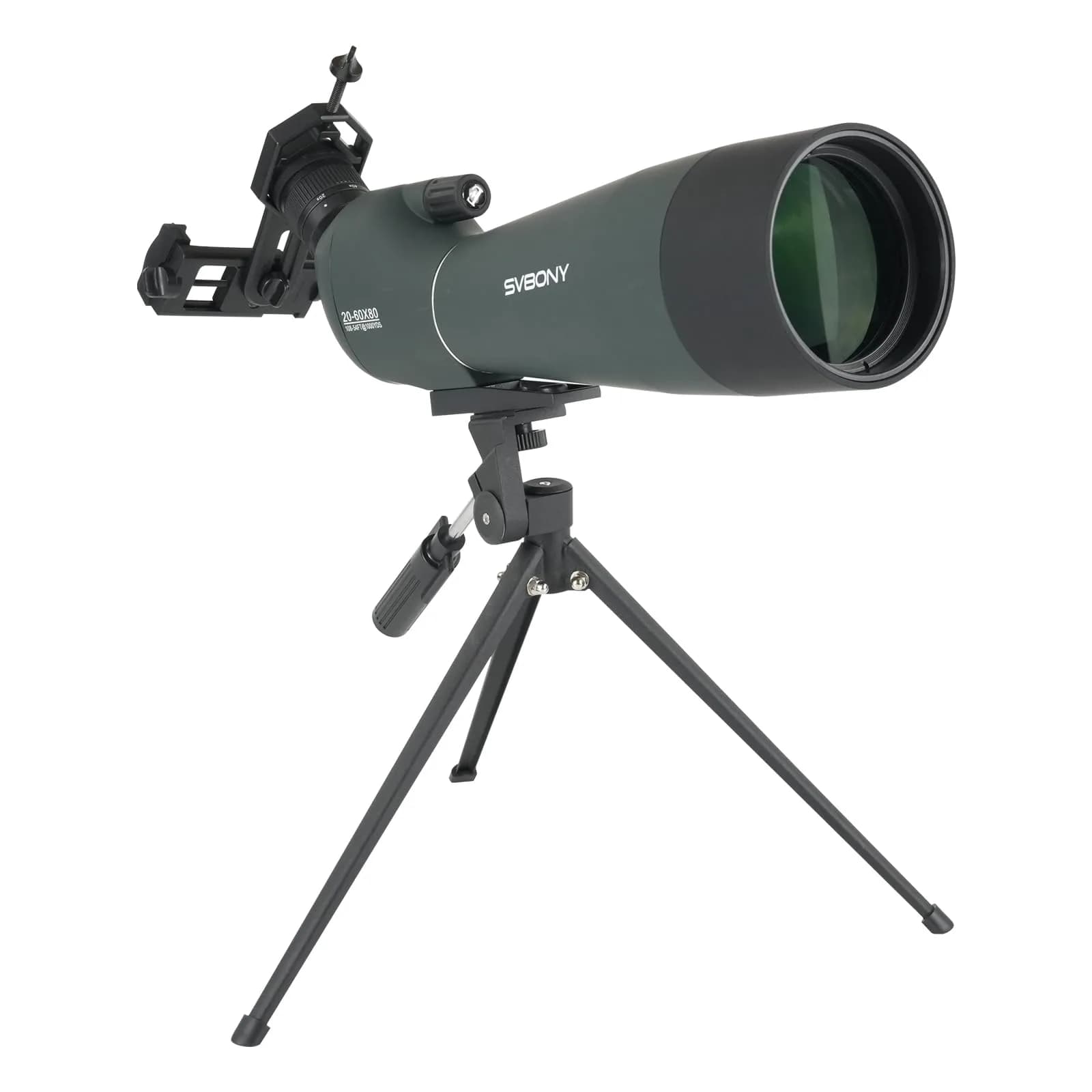SVBONY SV28 Angled Spotting Scope 25-75x70mm with Tripod & Phone Adapter | Target Shooting Optics — green