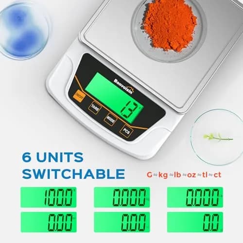 Bonvoisin Digital Gram Scale 6000g x 0.1g Lab Scale with 6 Units | Precision Weighing for Labs & Jewelry thumbnail 3