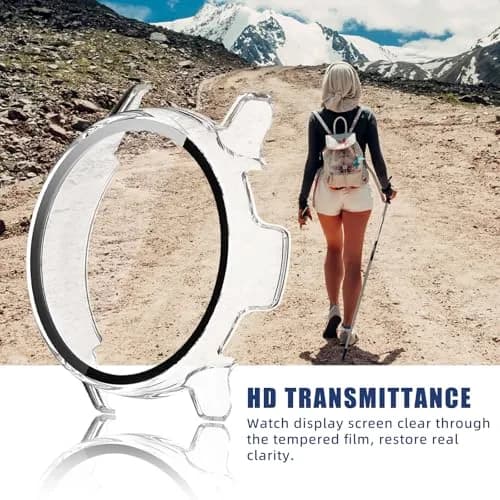 Kimiyaki 2 Pack Garmin vivoactive 5 Screen Protector Case | Full Coverage, Hard PC Bumper, Tempered Glass Film thumbnail 8