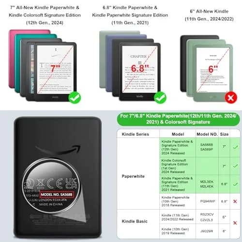 FINTIE Case for 7"/6.8" Kindle Paperwhite 12th/11th Gen & Kindle Colorsoft | Premium PU Leather, Foldable Stand, Card Slot, Auto Sleep/Wake thumbnail 2