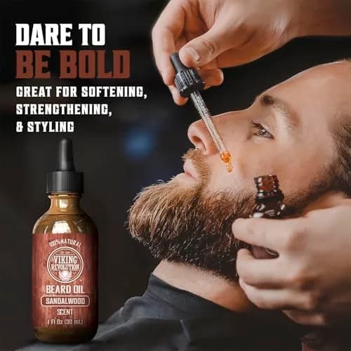 Viking Revolution Sandalwood Beard Balm (2oz) & Beard Oil (1 fl oz) Bundle | Soften & Moisturize Facial Hair thumbnail 6
