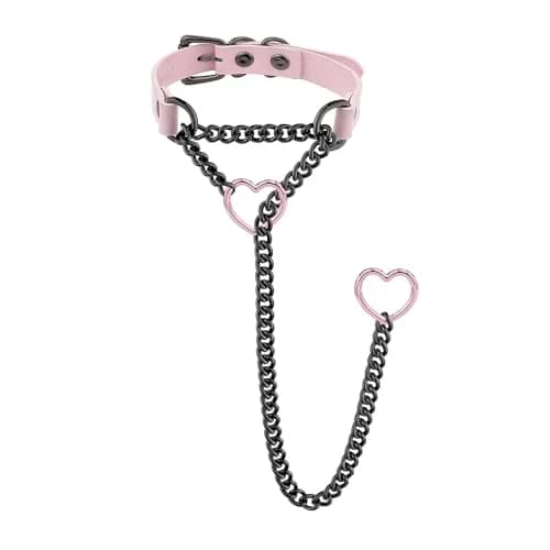 ADEMISHIA Handmade Black Heart O-ring Slip Chain Choker Collar For Women, Adjustable 21.5 inches (54.6 cm) thumbnail 2