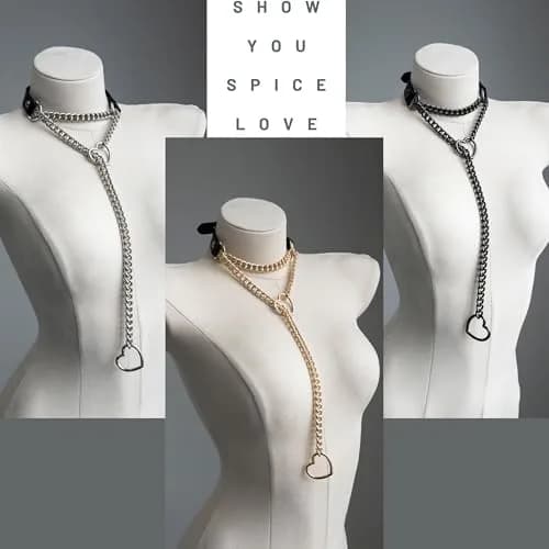 ADEMISHIA Handmade Black Heart O-ring Slip Chain Choker Collar For Women, Adjustable 21.5 cm (8.5 inches) thumbnail 6
