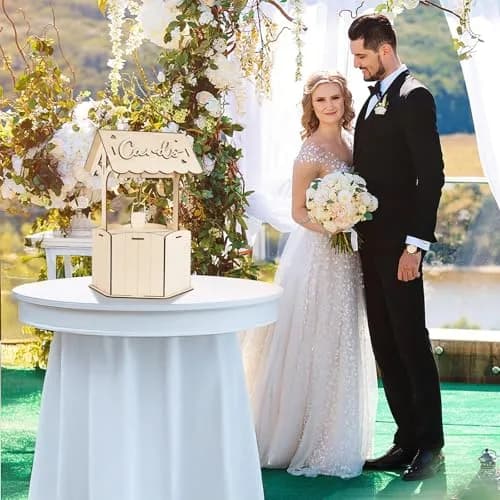 OurWarm Wishing Well Wedding Card Box for Reception | Rustic Wooden Gift Box, 11.6 x 11.6 x 6.7 inches thumbnail 6