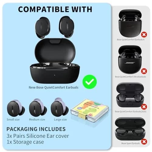 TUDIOW Purple Silicone Ear Tips Covers for New Bose QuietComfort Earbuds (2024) | 3 Pairs S/M/L with Storage Case thumbnail 7